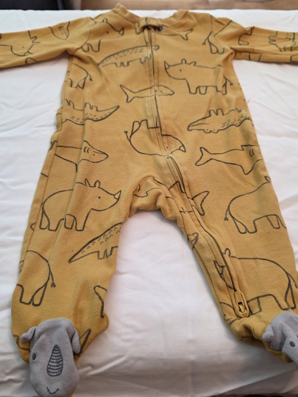 Carter's Mustard Yellow Animal Print Footed One-Piece Pajamas